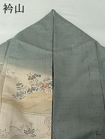 平和屋着物▽染織の名門　しょうざん  生紬　訪問着　単衣　手描き　風景花文　暈し染め　反端付き　正絹　逸品　AABI7697jh