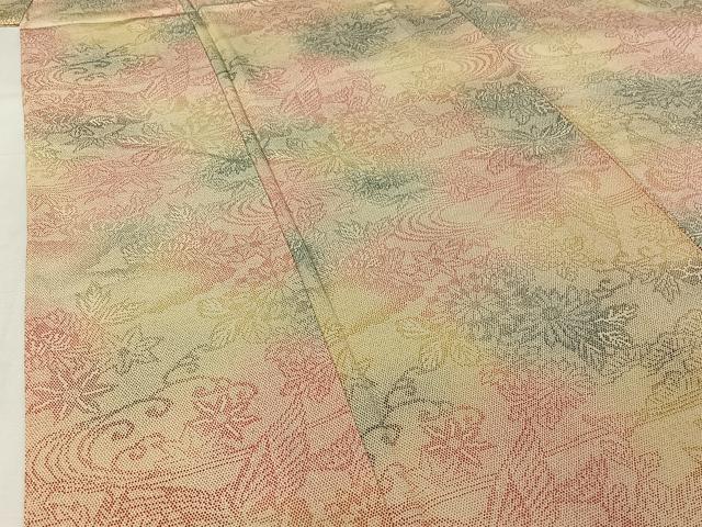 平和屋着物▽上質な小紋　単衣　流水花蝶文　暈し染め　正絹　逸品　AABI7700jh