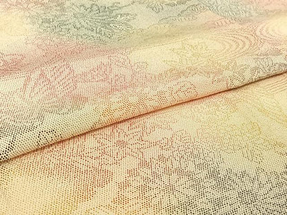 平和屋着物▽上質な小紋　単衣　流水花蝶文　暈し染め　正絹　逸品　AABI7700jh