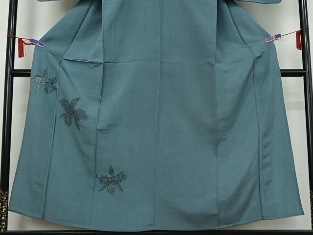 平和屋着物▽訪問着　単衣　草花文　銀糸　正絹　逸品　AABI7703jh