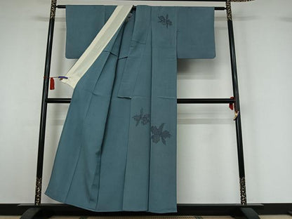 平和屋着物▽訪問着　単衣　草花文　銀糸　正絹　逸品　AABI7703jh