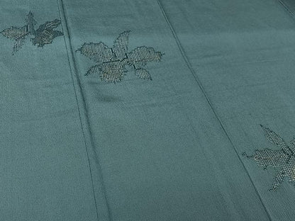 平和屋着物▽訪問着　単衣　草花文　銀糸　正絹　逸品　AABI7703jh