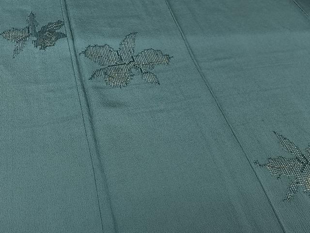 平和屋着物▽訪問着　単衣　草花文　銀糸　正絹　逸品　AABI7703jh
