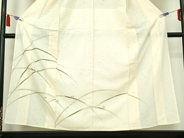 平和屋着物▽訪問着　単衣　駒刺繍　露芝文　正絹　逸品　AABI7705jh
