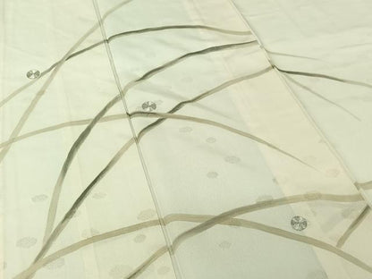 平和屋着物▽訪問着　単衣　駒刺繍　露芝文　正絹　逸品　AABI7705jh