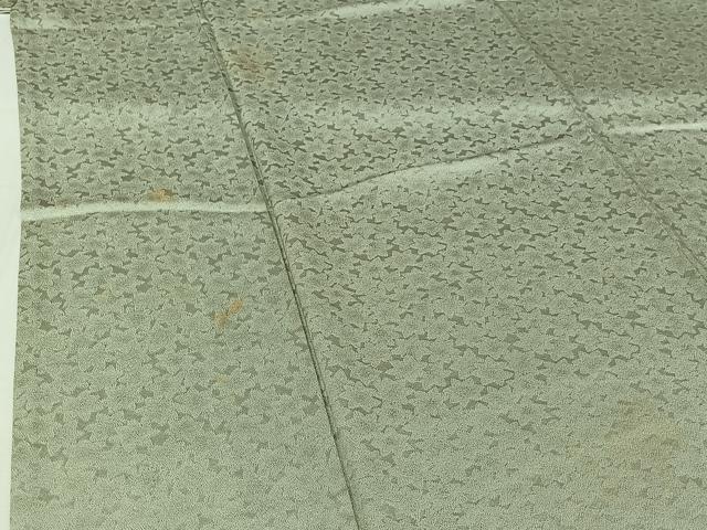 平和屋着物▽上質な色無地　単衣　花尽くし地紋　青磁鼠色　正絹　逸品　AABI7706jh