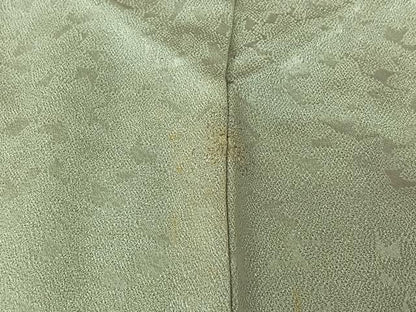 平和屋着物▽上質な色無地　単衣　花尽くし地紋　青磁鼠色　正絹　逸品　AABI7706jh