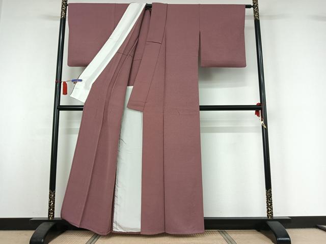 平和屋着物▽上質な色無地　単衣　梅鼠色　正絹　逸品　AABI7707jh