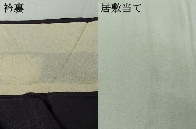 平和屋着物▽上質な色無地　単衣　芝地紋　深紫色　正絹　逸品　AABI7709jh