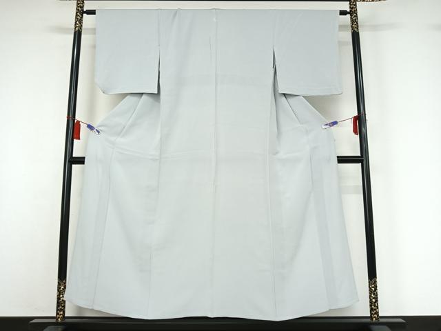 平和屋着物▽上質な色無地　単衣　藍白色　正絹　逸品　AABI7710jh