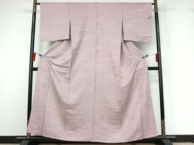 平和屋着物▽上質な色無地　単衣　吉祥人物文　淡紅藤色　正絹　逸品　AABI7711jh