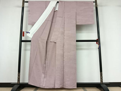 平和屋着物▽上質な色無地　単衣　吉祥人物文　淡紅藤色　正絹　逸品　AABI7711jh