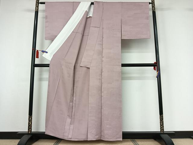 平和屋着物▽上質な色無地　単衣　吉祥人物文　淡紅藤色　正絹　逸品　AABI7711jh