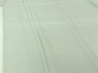 平和屋着物▽本加賀友禅作家　押田正義監修　色無地　単衣　白緑色　正絹　逸品　AABI7713jh
