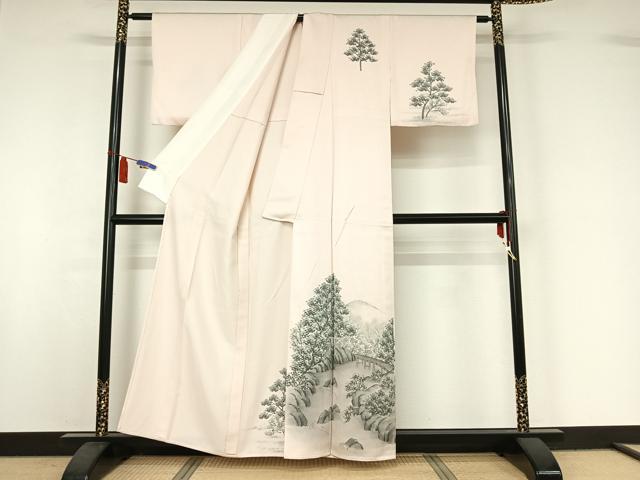 平和屋着物▽訪問着　単衣　風景文　正絹　逸品　AABI7716jh