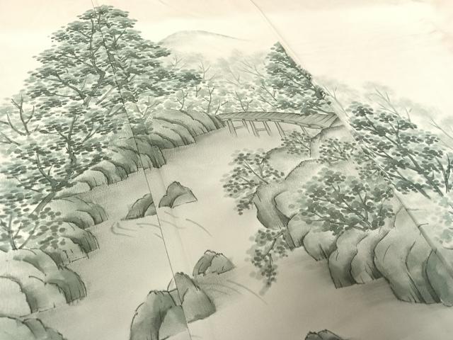 平和屋着物▽訪問着　単衣　風景文　正絹　逸品　AABI7716jh