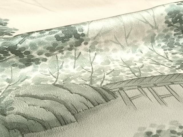 平和屋着物▽訪問着　単衣　風景文　正絹　逸品　AABI7716jh