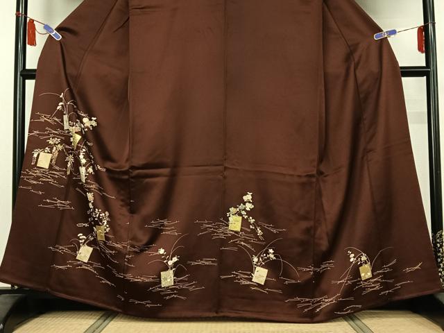 平和屋着物▽訪問着　単衣　色紙花文　金彩　正絹　逸品　AABI7717jh