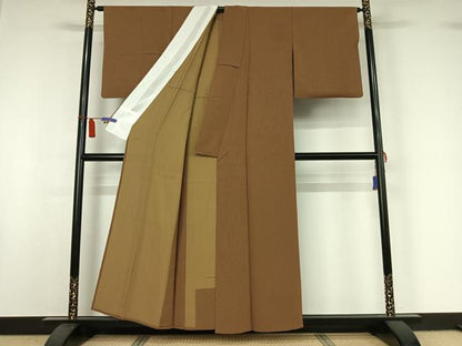 平和屋着物▽上質な小紋　単衣　縞　正絹　逸品　AABI7722jh