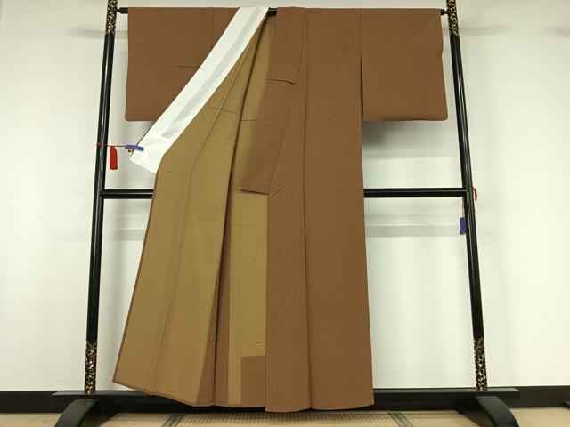 平和屋着物▽上質な小紋　単衣　縞　正絹　逸品　AABI7722jh