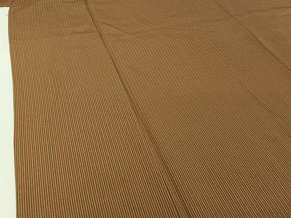 平和屋着物▽上質な小紋　単衣　縞　正絹　逸品　AABI7722jh
