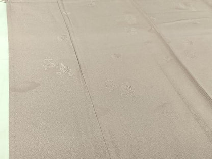 平和屋着物▽上質な色無地　単衣　雲重ね仕覆地紋　鴇鼠色　正絹　逸品　AABI7725jh