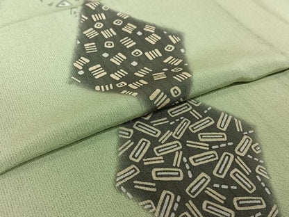平和屋着物▽訪問着　単衣　幾何学文様　正絹　逸品　AABI7726jh