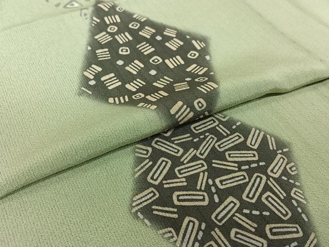 平和屋着物▽訪問着　単衣　幾何学文様　正絹　逸品　AABI7726jh