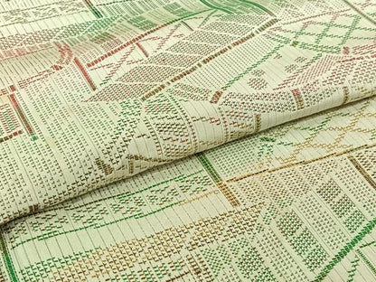 平和屋着物▽上質な紬　単衣　風景文　正絹　逸品　AABI7728jh