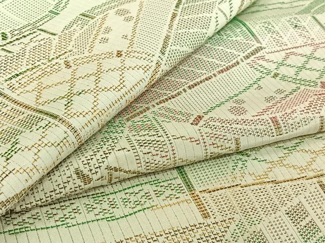 平和屋着物▽上質な紬　単衣　風景文　正絹　逸品　AABI7728jh