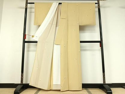 平和屋着物▽上質な小紋　単衣　成り物　正絹　逸品　AABI7729jh