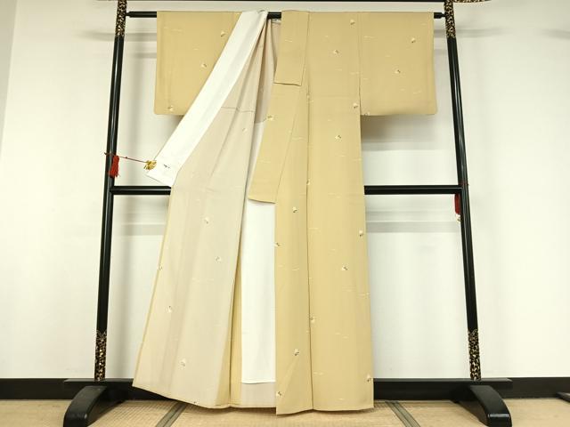 平和屋着物▽上質な小紋　単衣　成り物　正絹　逸品　AABI7729jh