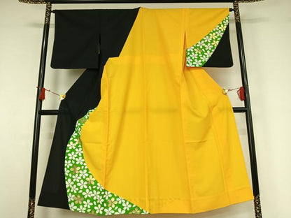 平和屋着物▽訪問着　単衣　舞桜文　金彩　洗える着物　AABI7731jh