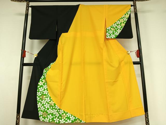 平和屋着物▽訪問着　単衣　舞桜文　金彩　洗える着物　AABI7731jh