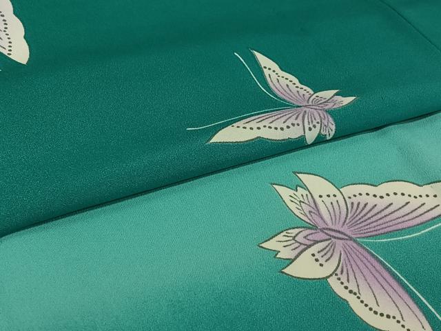 平和屋着物▽訪問着　単衣　舞蝶文　暈し染め　洗える着物　AABI7732jh