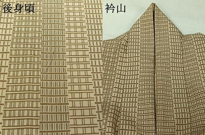 平和屋着物▽小紋　単衣　幾何学文様　洗える着物　AABI7733jh