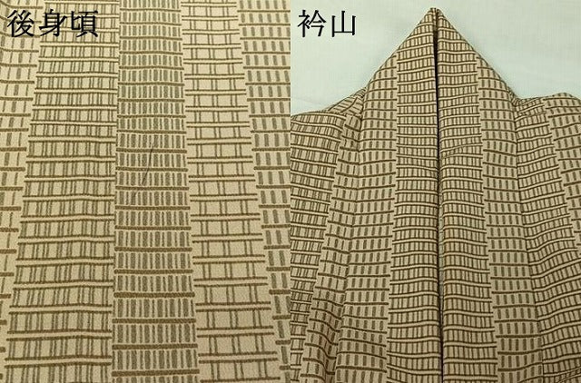 平和屋着物▽小紋　単衣　幾何学文様　洗える着物　AABI7733jh