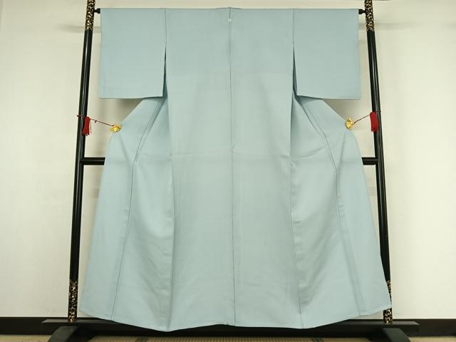 平和屋着物▽上質な色無地　単衣　白藍色　正絹　逸品　AABI7738jh