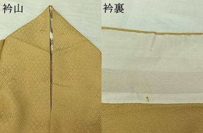 平和屋着物▽上質な色無地　単衣　舞桜地紋　木蘭色　正絹　逸品　AABI7739jh
