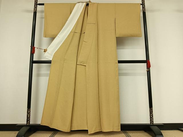平和屋着物▽上質な色無地　単衣　舞桜地紋　木蘭色　正絹　逸品　AABI7739jh