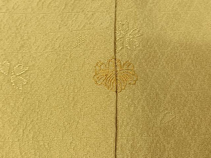 平和屋着物▽上質な色無地　単衣　舞桜地紋　木蘭色　正絹　逸品　AABI7739jh