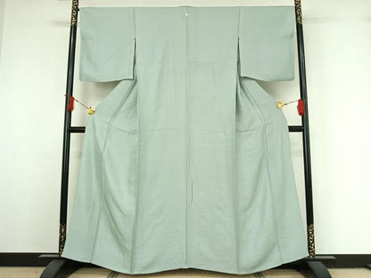 平和屋着物▽上質な色無地　単衣　花菱地紋　千草鼠色　正絹　逸品　AABI7740jh