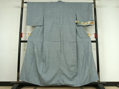 平和屋着物▽本場結城紬　重要無形文化財　単衣　色無地　薄花色　証紙付き　正絹　逸品　AABI7742jh