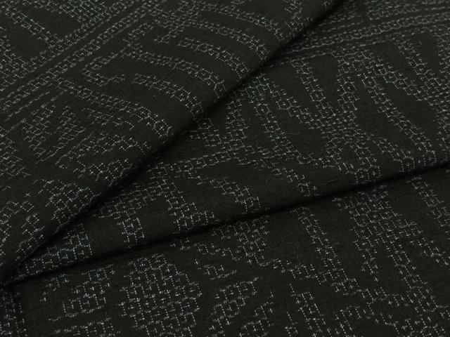 平和屋着物▽結城紬　単衣　80亀甲　幾何学文様　正絹　逸品　AABI7743jh
