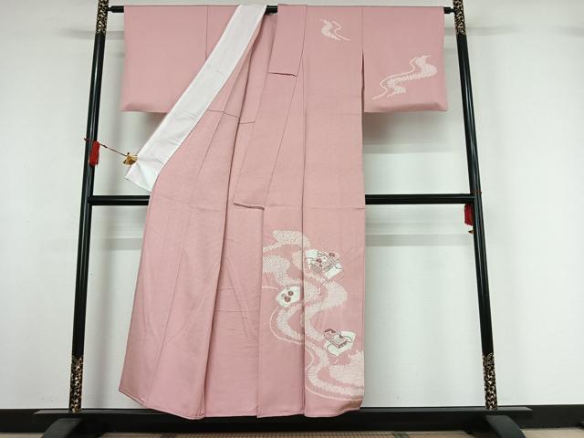 平和屋着物▽訪問着　単衣　絞り　刺繍　吉祥花文箱文　銀彩　正絹　逸品　AABI7745jh