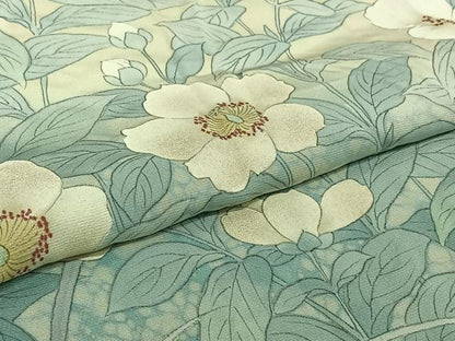 平和屋着物▽訪問着　単衣　花蝶文　暈し染め　銀彩　正絹　逸品　AABI7746jh