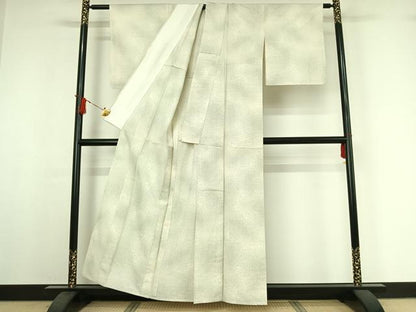 平和屋着物▽上質な紬　単衣　霞文　正絹　逸品　AABI7749jh