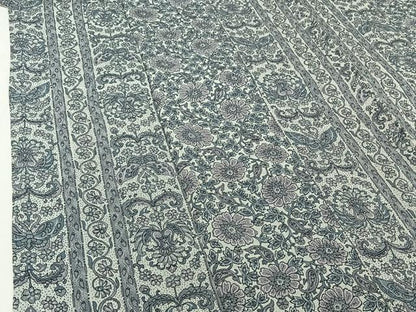 平和屋着物▽上質な小紋　単衣　更紗花蝶文　鬼しぼ縮緬　正絹　逸品　AABI7755jh