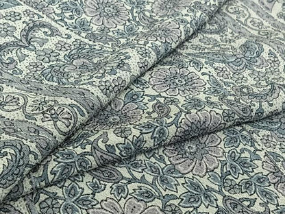 平和屋着物▽上質な小紋　単衣　更紗花蝶文　鬼しぼ縮緬　正絹　逸品　AABI7755jh