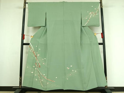 平和屋着物▽訪問着　単衣　吉祥花文　金彩　正絹　逸品　AABI7756jh